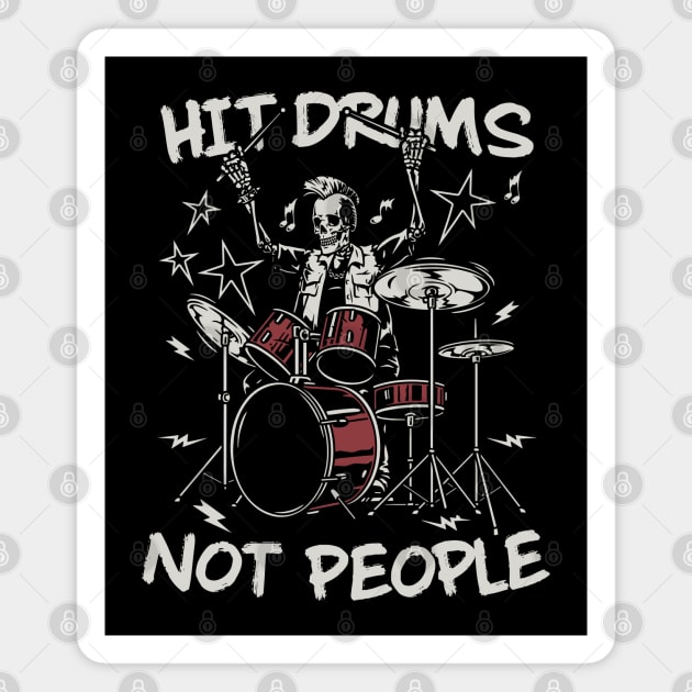 Hit Drums Not People: Groovy Skeleton Playing Drums Magnet by TwistedCharm